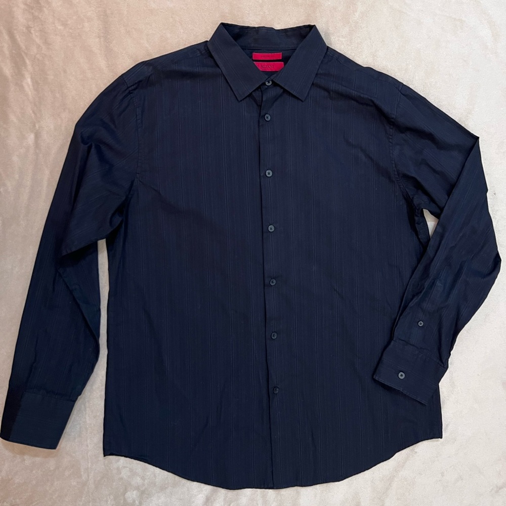 Men’s Black Striped Alfani Dress Shirt - Size XL